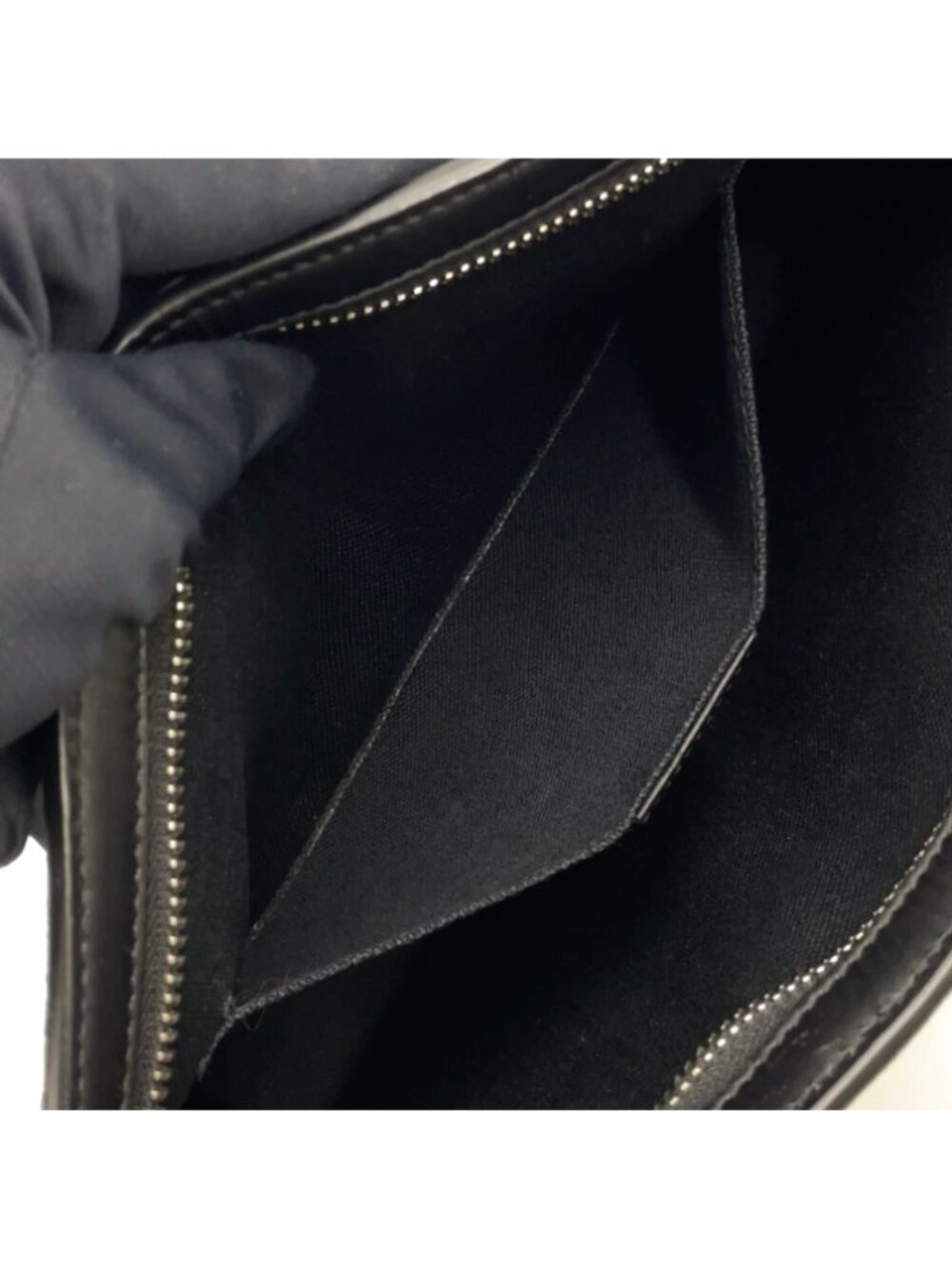 ★SOLD★ Gucci GG Supreme Webbing Line Leather Black Clutch Silver - Picture 6 of 15